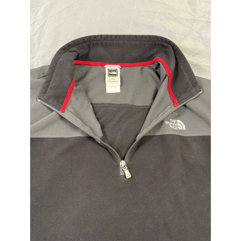 The North Face TKA 100 Mens XL Black Grey Quarter Zip Fleece Pullover Jacket